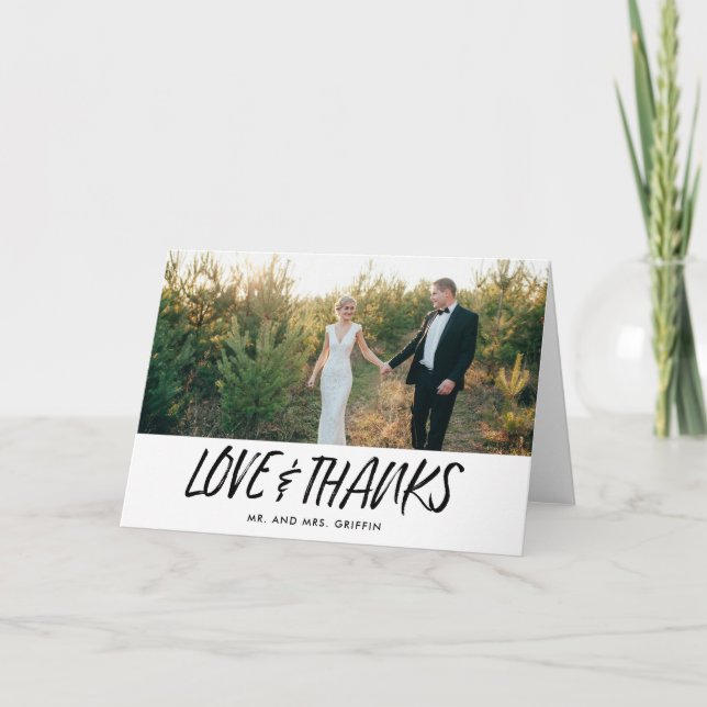 Mariage de script moderne photo Merci Cartes de no (Devant)