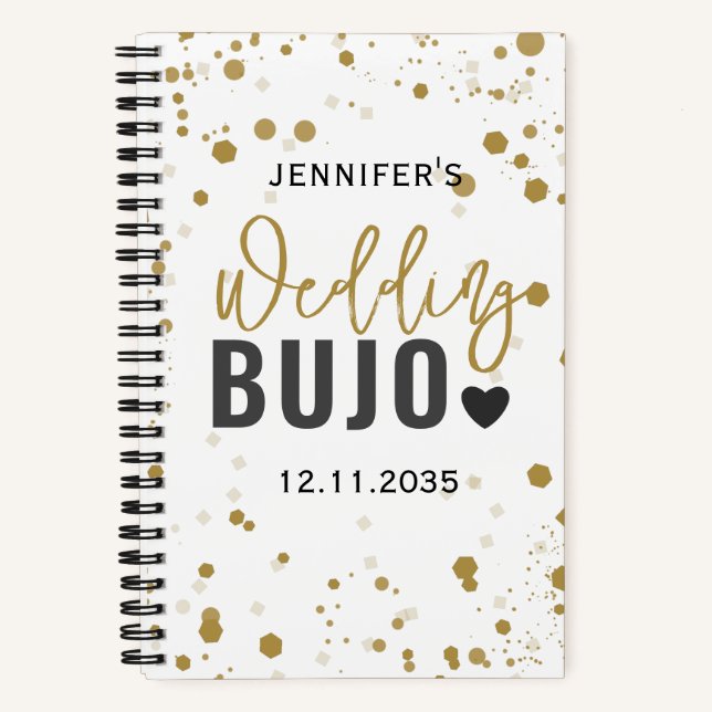 Mariage de script noir moderne Bullet Journal BUJO (Recto)