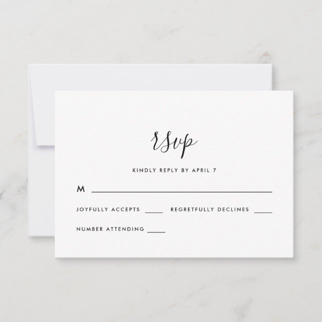 Mariage De Script Simple Et Moderne Rsvp (Devant)