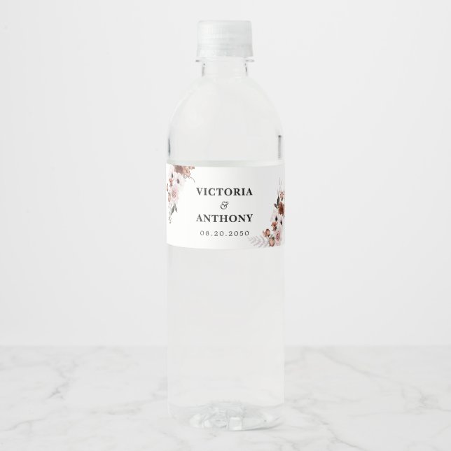 Mariage de soie Étiquettes de bouteille d'eau  (Devant)