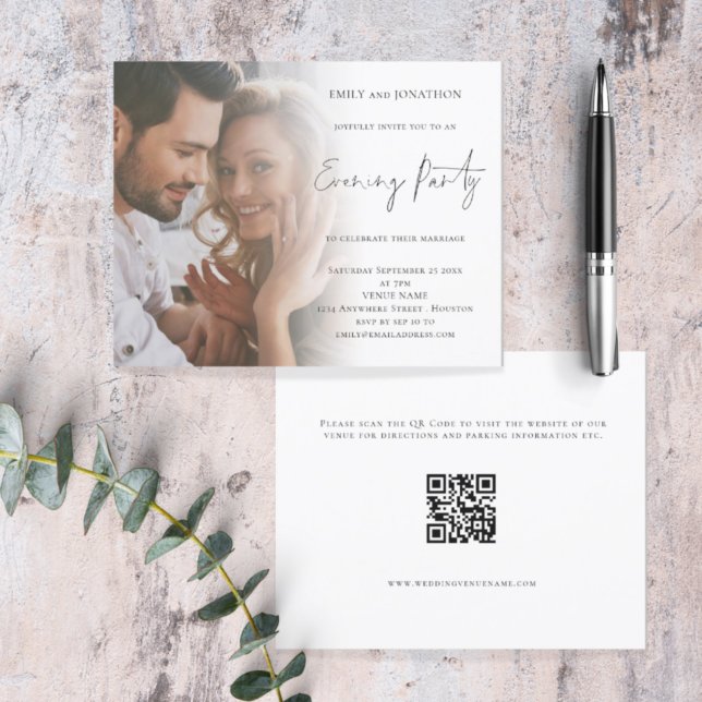 Mariage de soirée du code QR de la photo du script (Front and back view. Smaller budget price alternative. Part of a larger matching wedding suite)