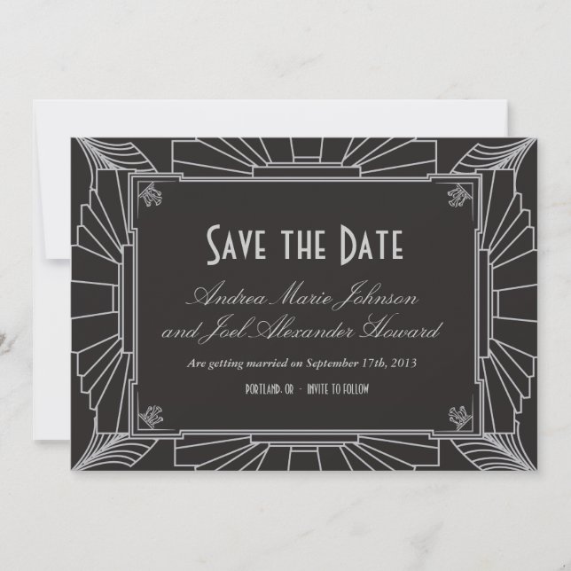 Mariage de style Art déco, carte de sauvegarde de  (Devant)