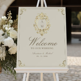 Mariage de style baroque doré vintage de bienvenue