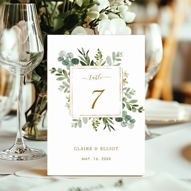 Mariage de table Botanical Gold Greenery Carte (Créateur téléchargé)