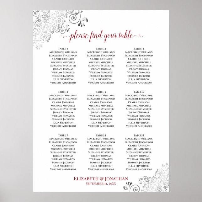 Mariage de table Frilly 9 Tableau Plat blanc & rou (Devant)