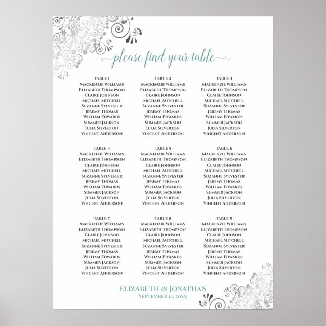 Mariage de table Frilly 9 Tableau Sièges blanc & T (Devant)