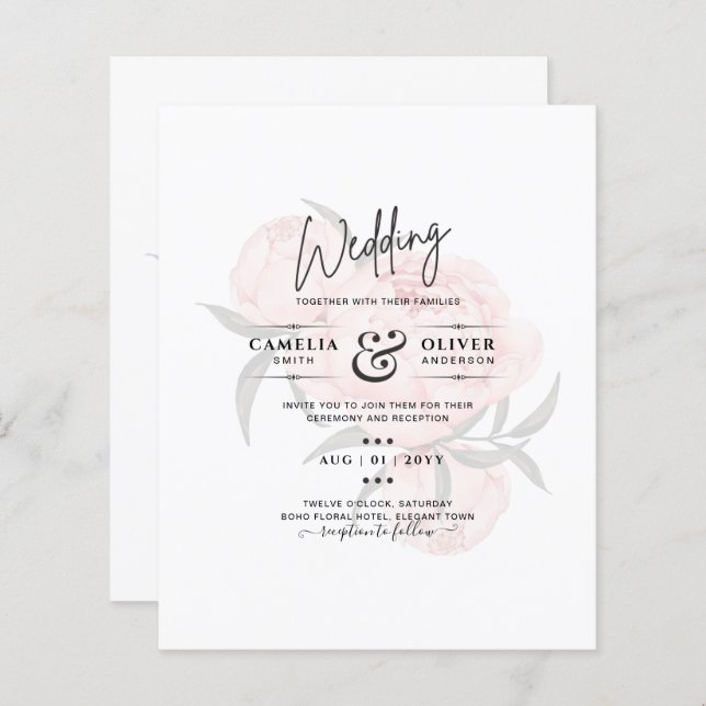 Mariage de texte LeahG Blush Rose Floral OVERLAY (Devant / Derrière)