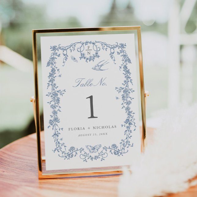Mariage de toile bleue Numéro de table Carte Chino (Créateur téléchargé)