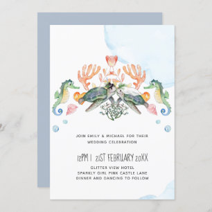 Mariage de tortues de mer avec mariée et chambre