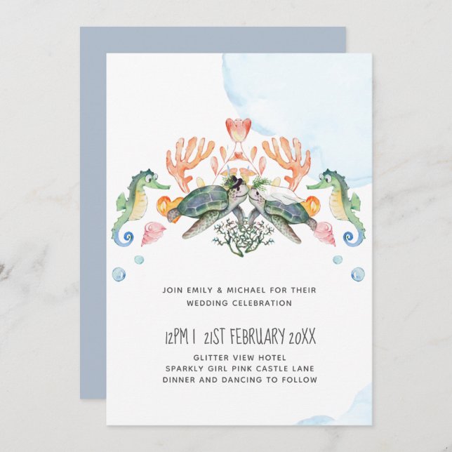 Mariage de Tortues Marines avec la Mariée et le Ma (Devant / Derrière)