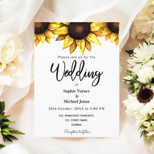 Mariage de tournesol blanc jaune Floral Invitation