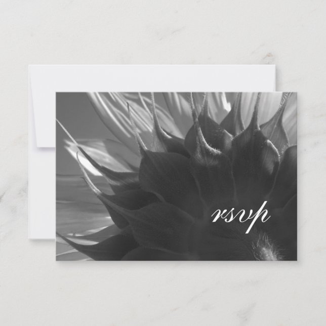 Mariage de tournesol botanique noir et blanc RSVP (Devant)