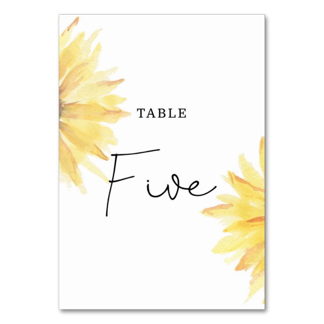 Mariage de tournesol Cinq numéros de table (Dos)