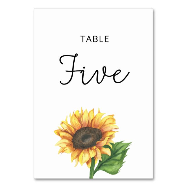 Mariage de tournesol Cinq numéros de table (Par défaut)