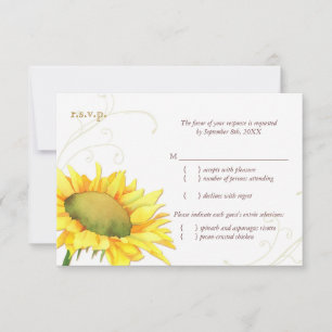 Mariage de tournesol d'automne Choix de repas RSVP