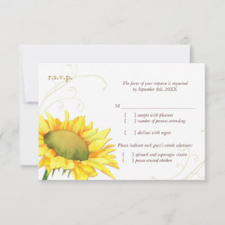 Mariage de tournesol d'automne Choix de repas RSVP