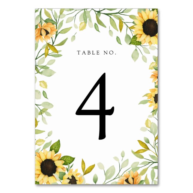 Mariage de tournesol d'automne Numéro de table (Par défaut)
