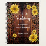 Mariage de tournesol en bois foncé vintage rustiqu<br><div class="desc">Wedding planner de tournesol rustique vintage en bois foncé.
Ajoutez votre propre texte, nom et date pour le personnaliser.
Design rustique.</div>