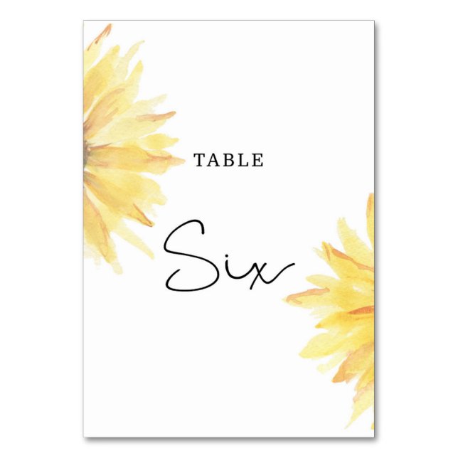 Mariage de tournesol Numéro de table Six (Dos)