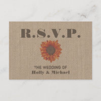 Mariage de tournesol orange inspiré Burlap RSVP