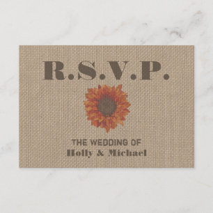 Mariage de tournesol orange inspiré Burlap RSVP