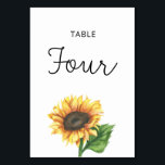 Mariage de tournesol Quatre numéro de table<br><div class="desc">Tournesol aquarelle Tableau Quatre Nombre. Éléments correspondants disponibles.</div>