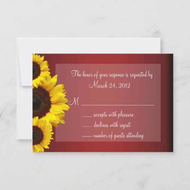 Mariage de tournesol rouge et jaune RSVP (Devant)