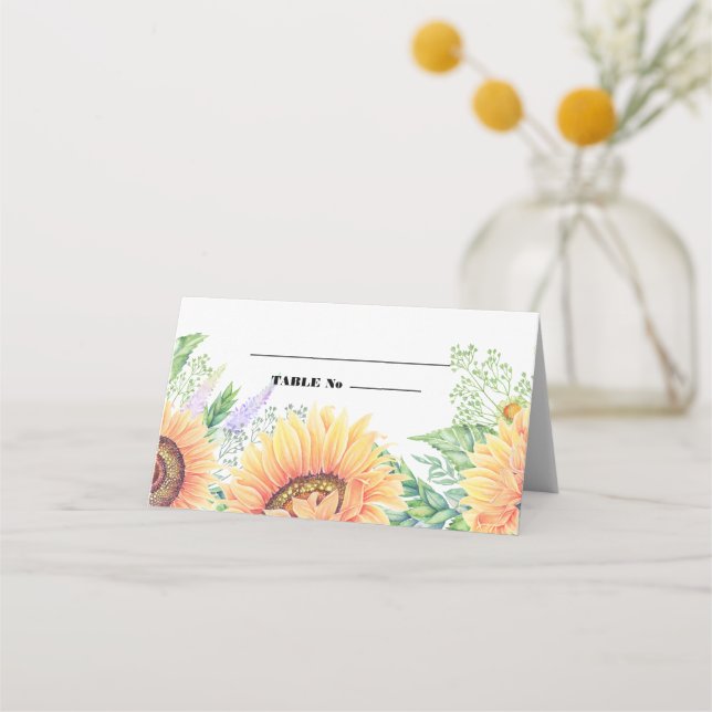 Mariage de tournesol rustique Table Place Cartes (Devant)