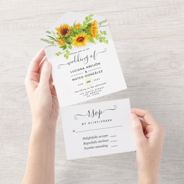 Mariage de tournesol tout en une invitation (Déchirure)