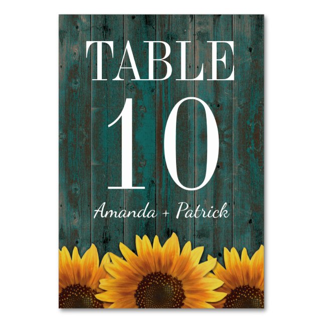 Mariage de tournesol Turquoise Cartes Numéro de ta (Par défaut)