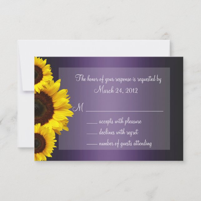 Mariage de tournesol violet et jaune RSVP (Devant)