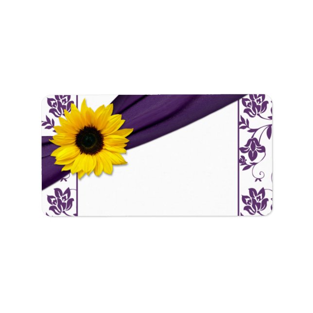 Mariage de tournesol violet Étiquettes de adresse  (Devant)