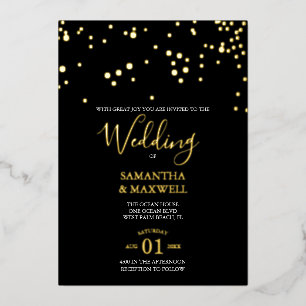 Mariage de typographie noire Foil Invitation