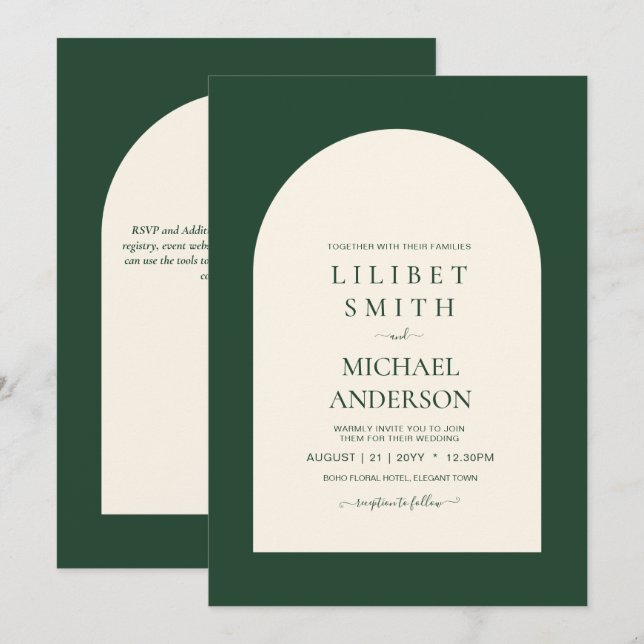 Mariage de typographie verte Emerald (Devant / Derrière)