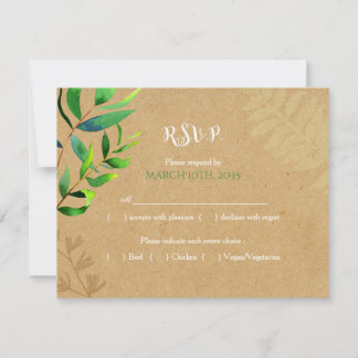 Mariage de verdure rustique choix de repas RSVP