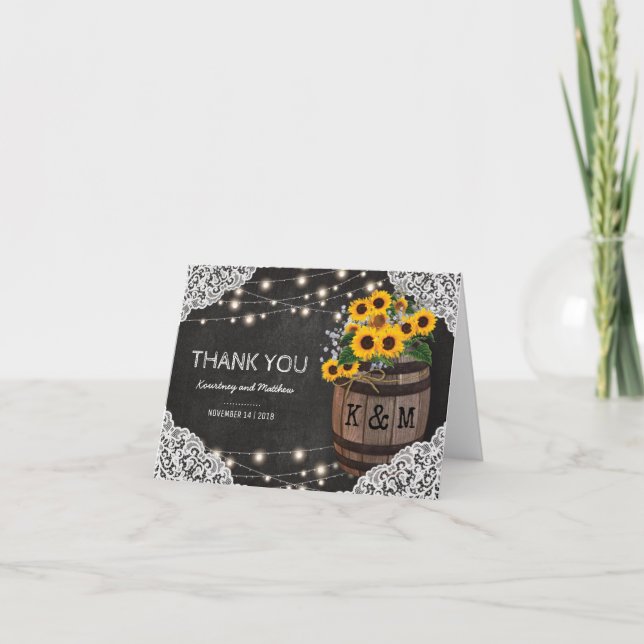 Mariage de vigne rustique Merci | Guirlande lumine (Devant)