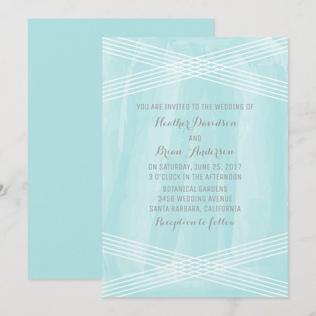 Mariage Déco couleur turquoise Invitation (Devant / Derrière)