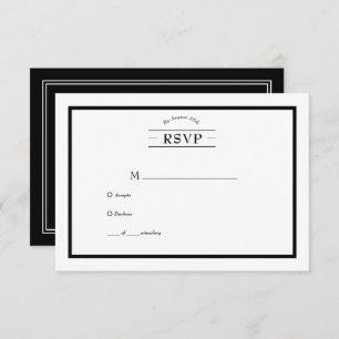 Mariage Décontracté noir blanc classique RSVP