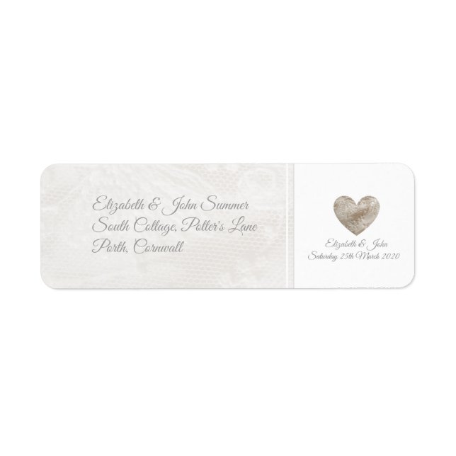 Mariage dentelle / étiquettes de adresse de l'anni (Devant)
