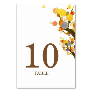 Mariage des arbres de Bohême Carte Numéro de table