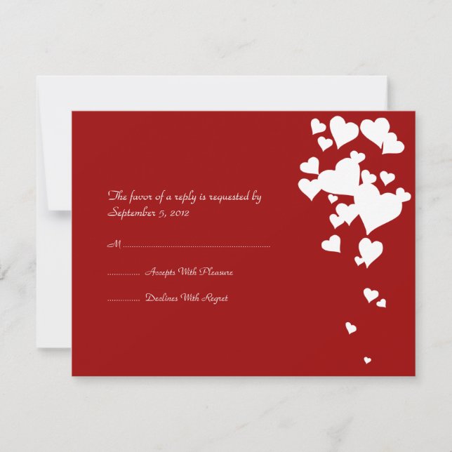Mariage des Coeurs blancs et rouges RSVP (Devant)