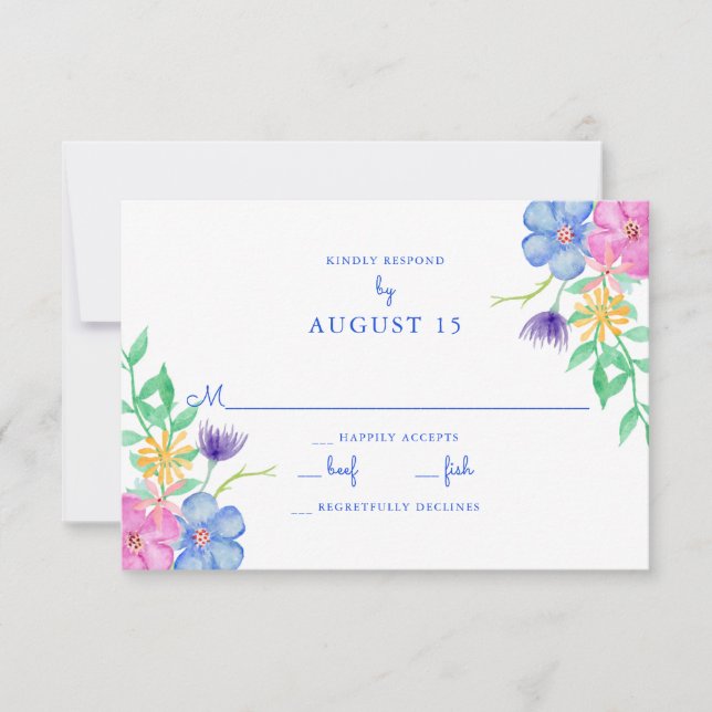 Mariage des fleurs d'aquarelle RSVP (Devant)