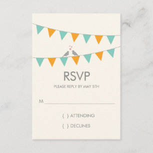 Mariage des Inséparables Bunting RSVP - Bleu Orang