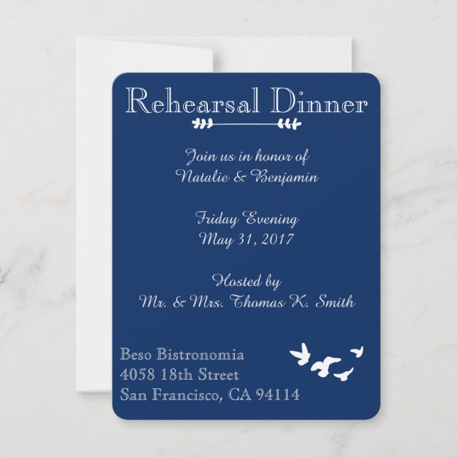 Mariage des oiseaux côtiers | Invitation du dîner  (Devant)