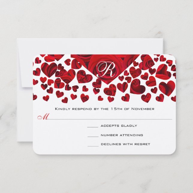 Mariage des Roses du coeur rouge RSVP (Dos)