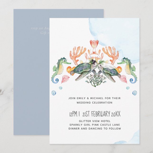 Mariage des Tortues Marines avec la Mariée et le M (Devant / Derrière)