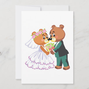 mariage design nounours marié et marié mignon