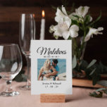 Mariage Destination Nom de la table Couple Voyage<br><div class="desc">Améliorez l'élégance et la personnalisation de votre mariage avec notre décoration de nom de table de destination Mariage. Parfaits pour les mariages à destination ou les fêtes sur le thème du voyage, ces panneaux portent le nom d'un pays comme nom de table, à côté d'une belle photo du couple, ajoutant...</div>