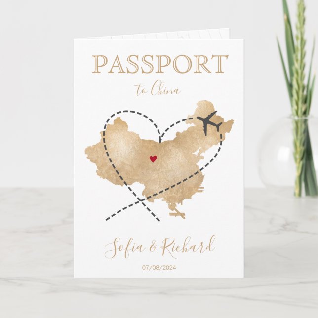 Mariage Destination Passeport Chine Carte Code QR (Devant)