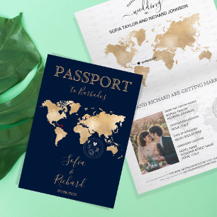 Mariage Destination Passport Carte du monde Barbad